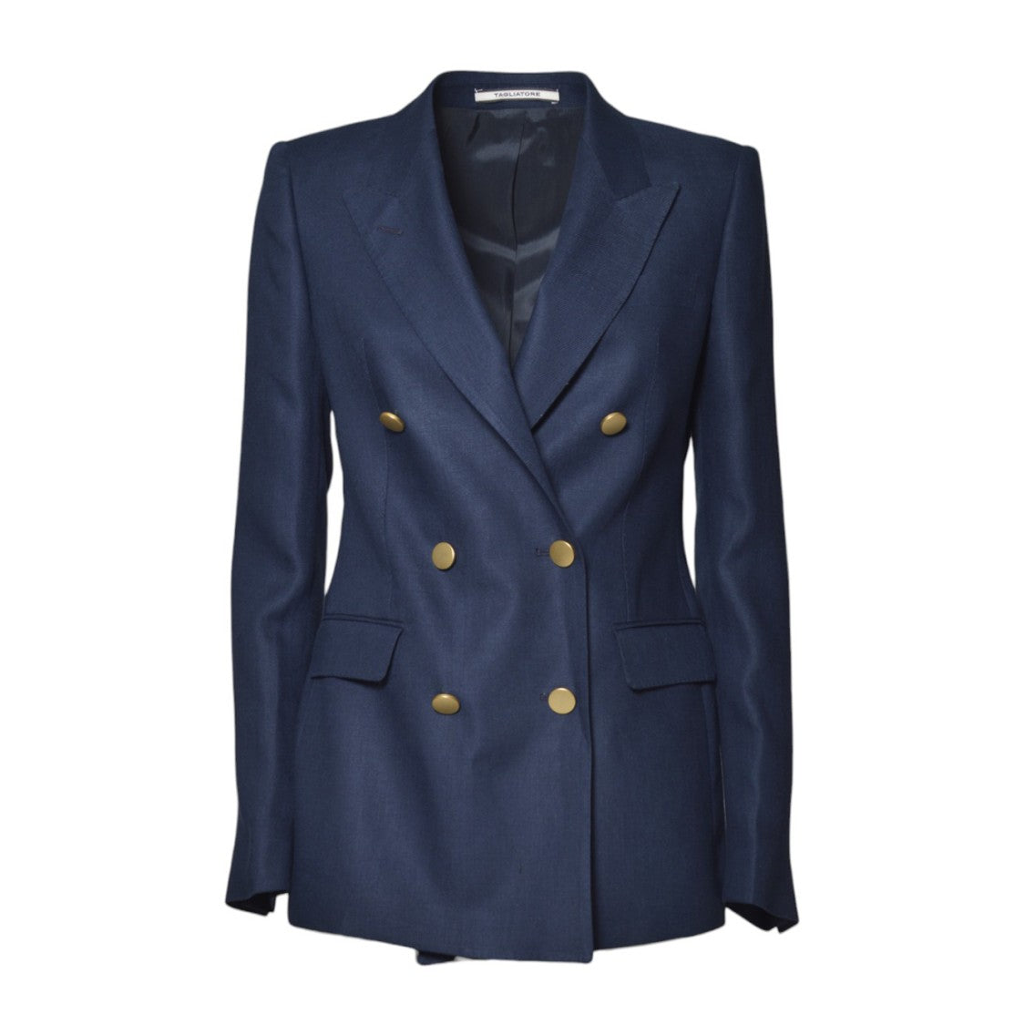 Tagliatore J-Parigi Double Breasted Jacket In Blue Linen Twill