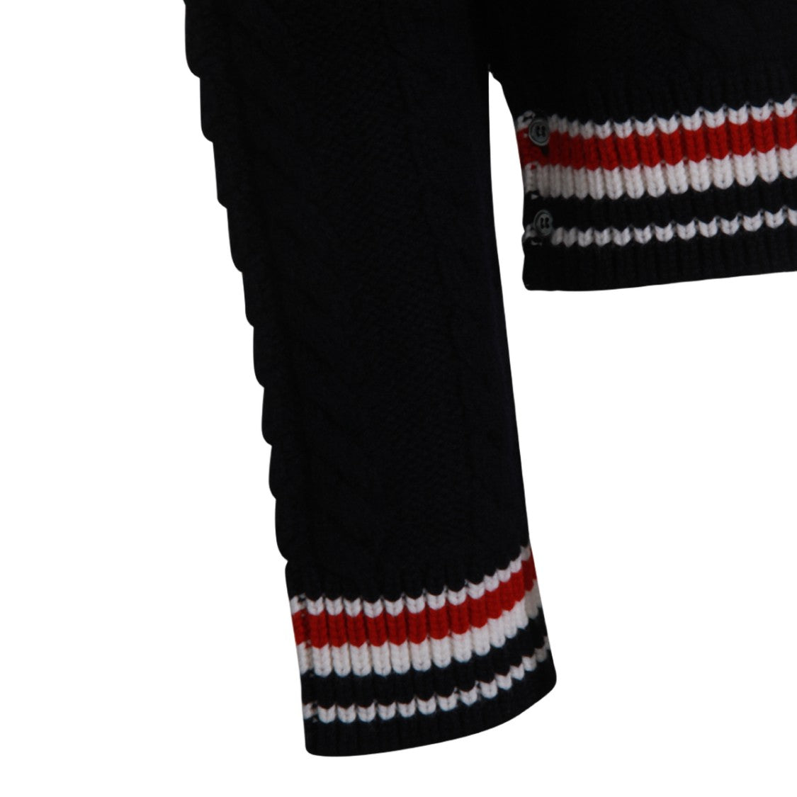 Thom Browne Cable-Knit Sweater With Striped Accents