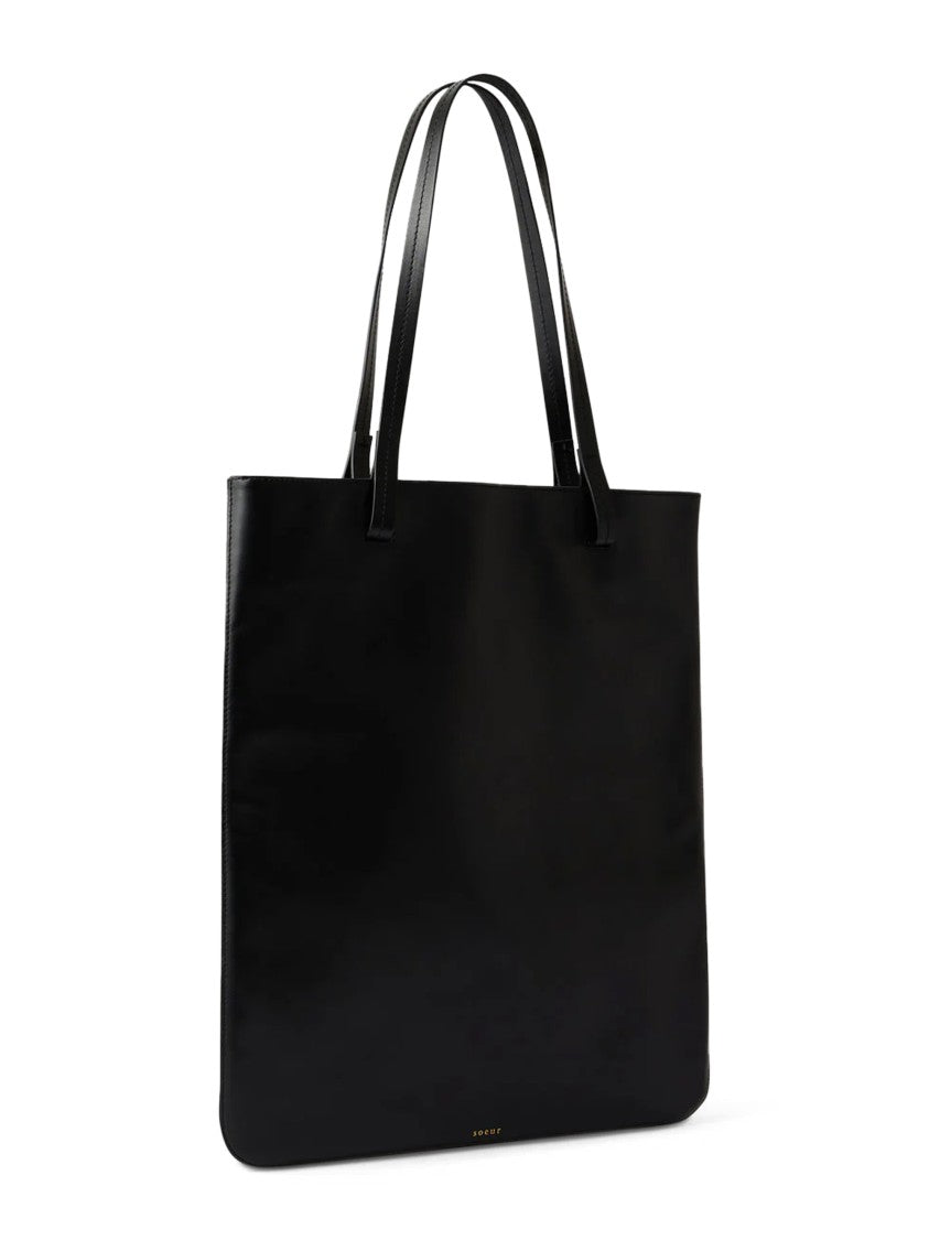 Soeur Minimalist Tote Bag With Smooth Black Finish