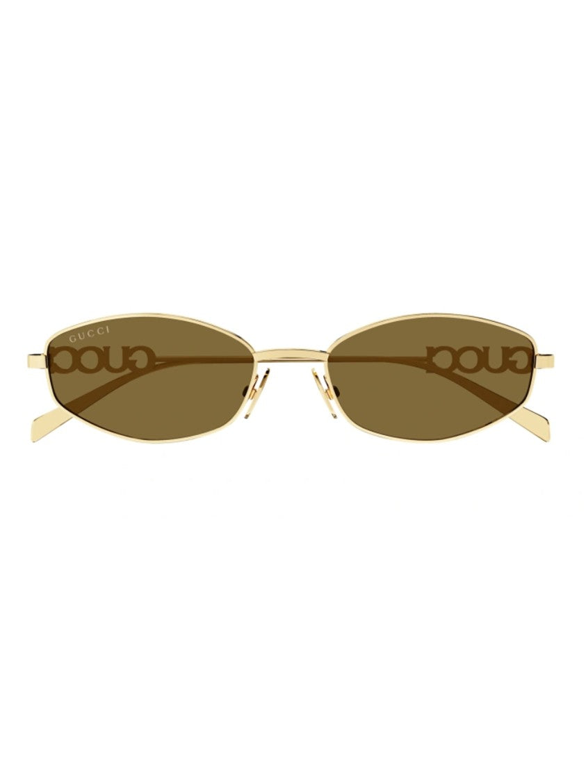 Gucci Metallic Frame Sunglasses With Oval Lenses