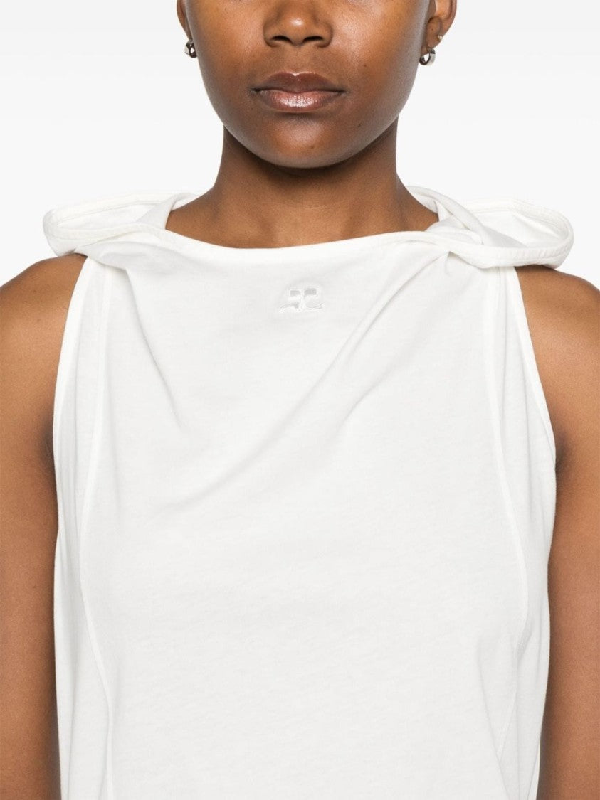 Courrèges Sleeveless Hooded Top With Embroidered Logo