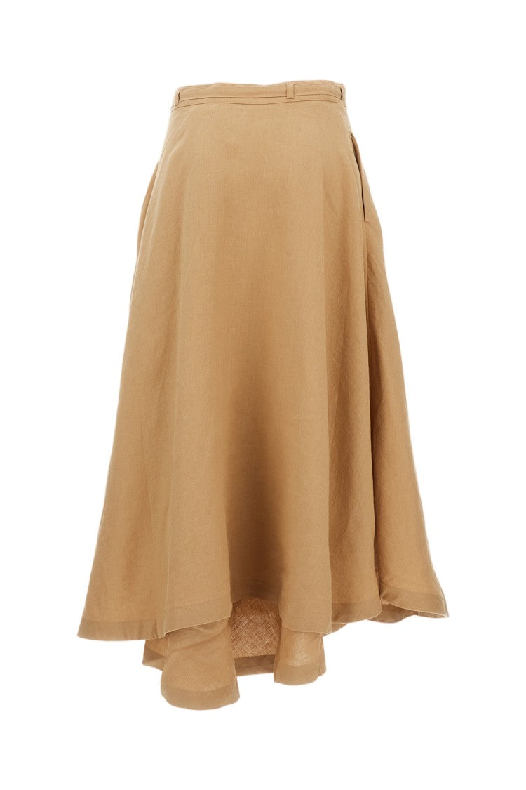 Polo Ralph Lauren Calf-Length Linen Wrap Skirt With Waist Tie