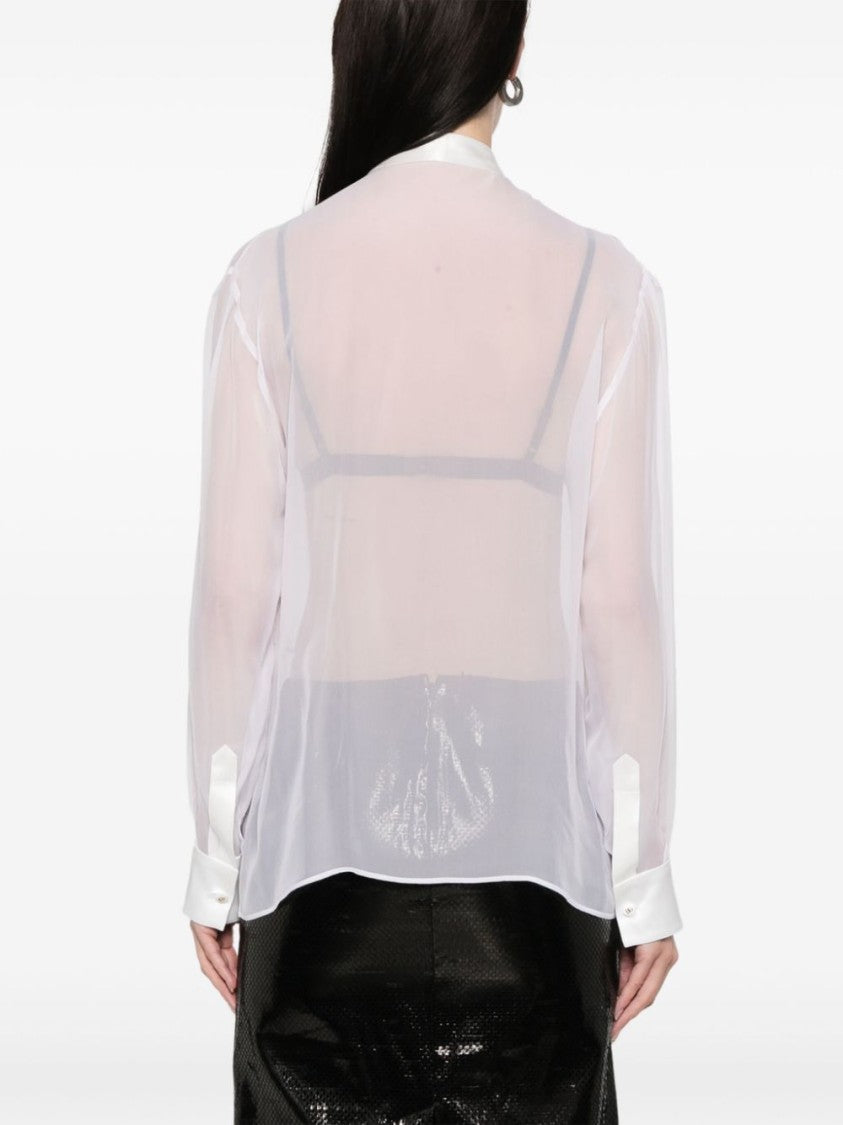 Dolce & Gabbana White Silk Shirt With Bow Tie Neckline