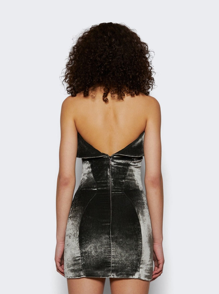 Mugler Velvet Mini Dress Silver Grey