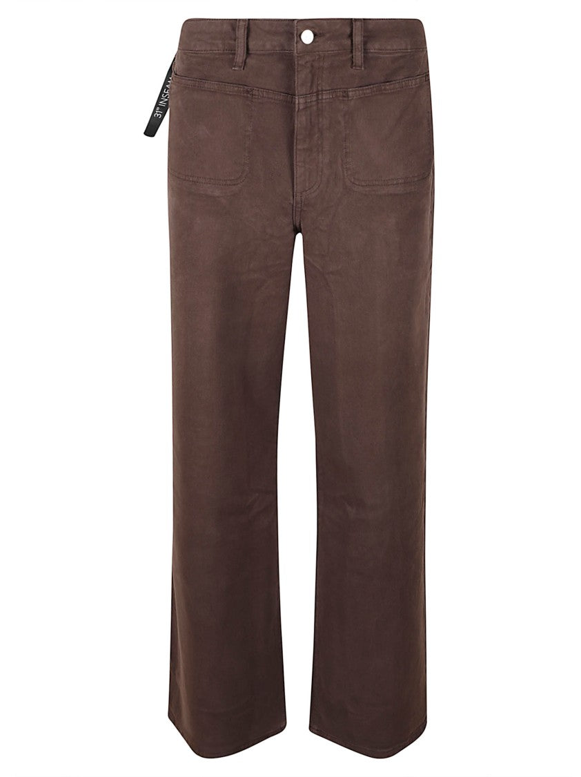 Paige Straight-Leg Pants With Front Yoke Detailing In Rich Brown