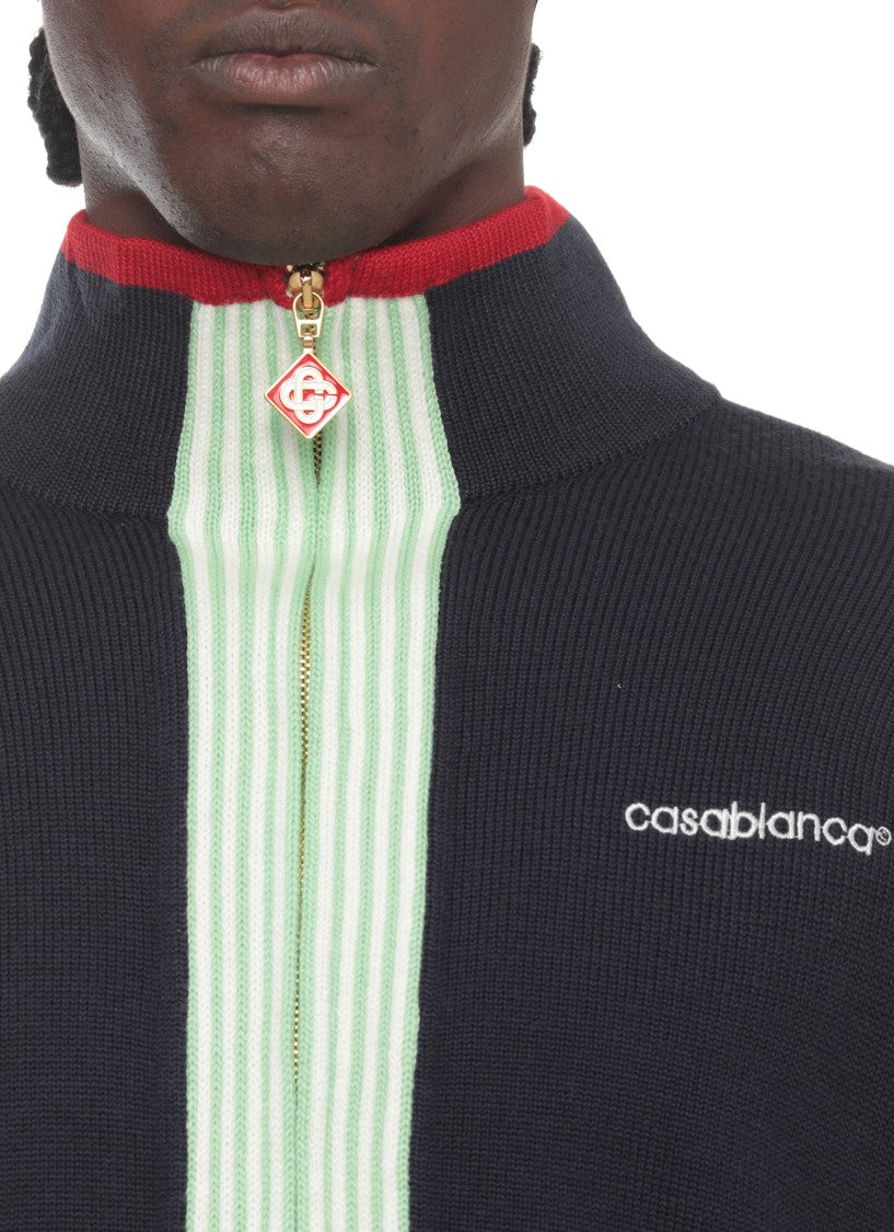 Casablanca Blue Merino Embroidered Wool Jacket