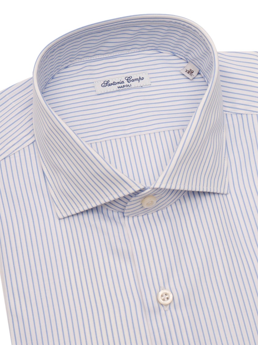 Sartoria Del Campo-Sonrisa Light Blue Stripe Casual Shirt