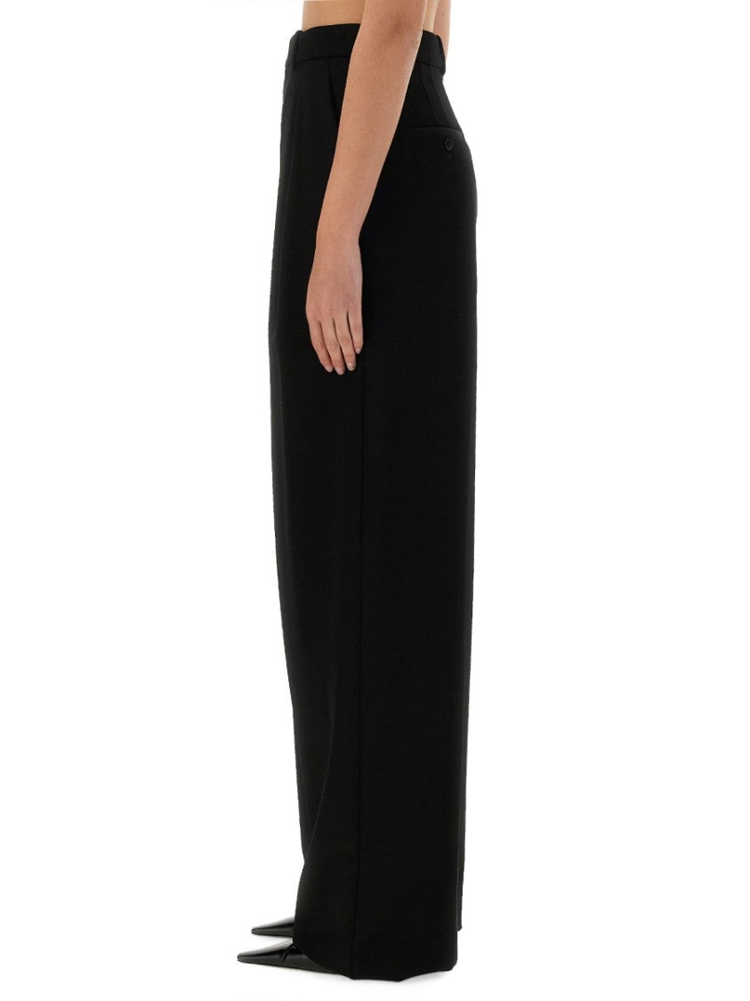Saint Laurent Wide-Leg Pants In Grain De Poudre