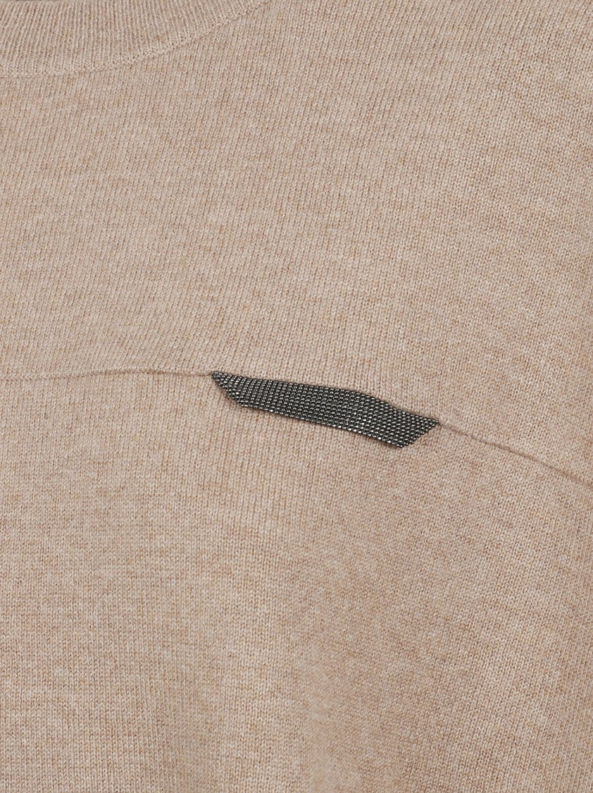 Brunello Cucinelli Brown Cashmere Sweater With Round Neckline