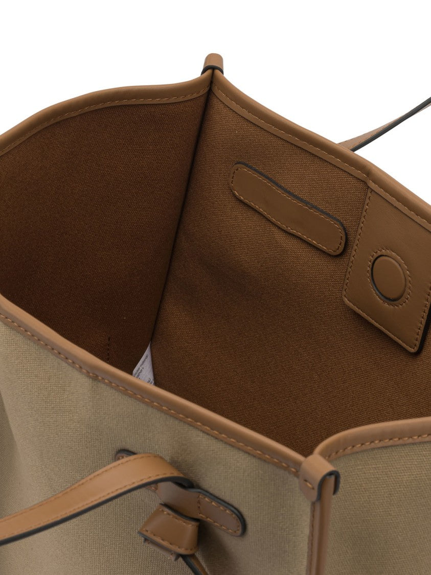 Gianni Chiarini Beige Canvas And Leather Shoulder Bag