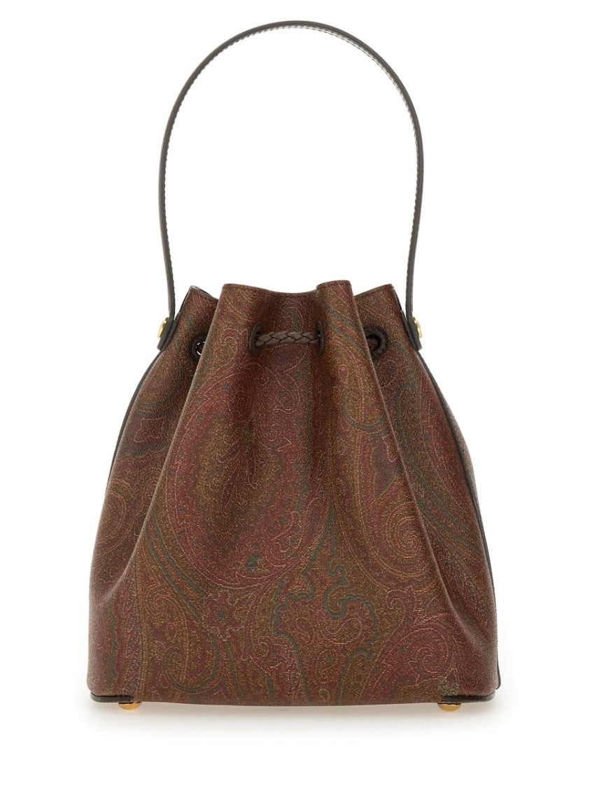 Etro Small Bucket Bag With Intricate Paisley Design And Drawstring Closure