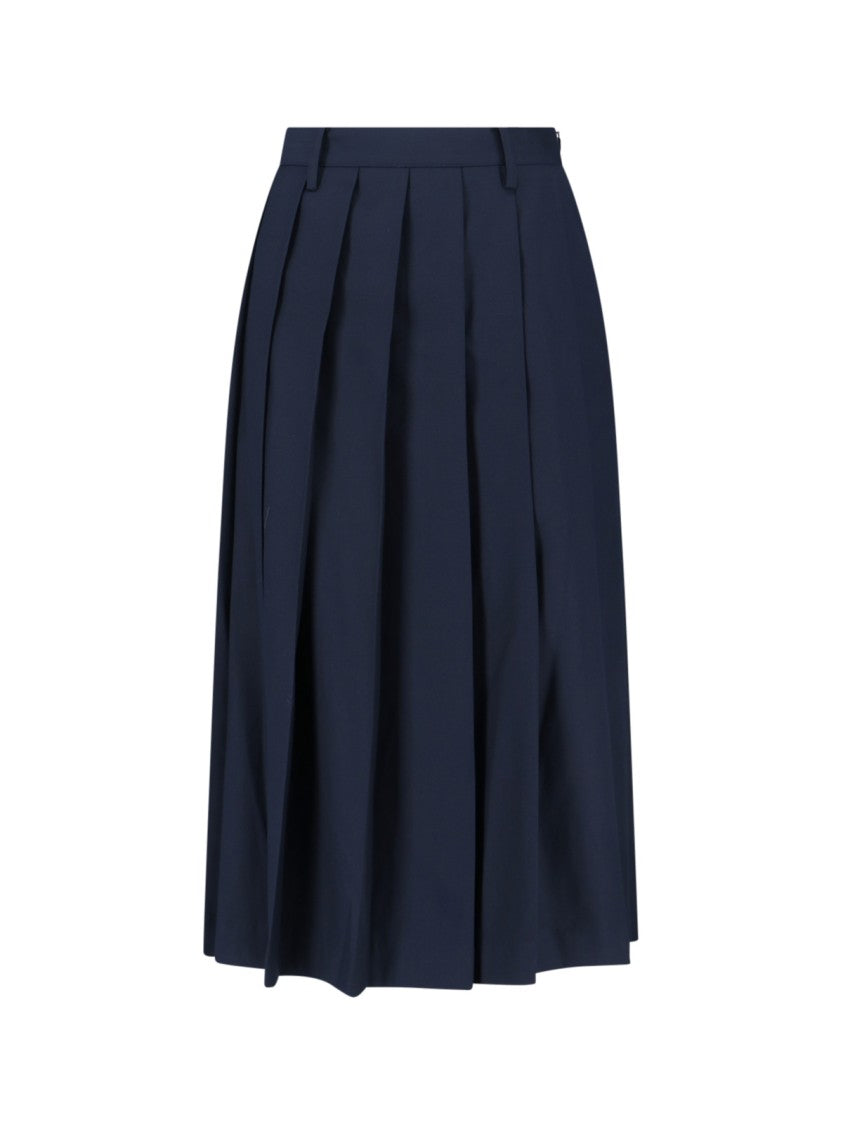 Dunst Pleated Midi Skirt With High Waist And Side Slit Detail