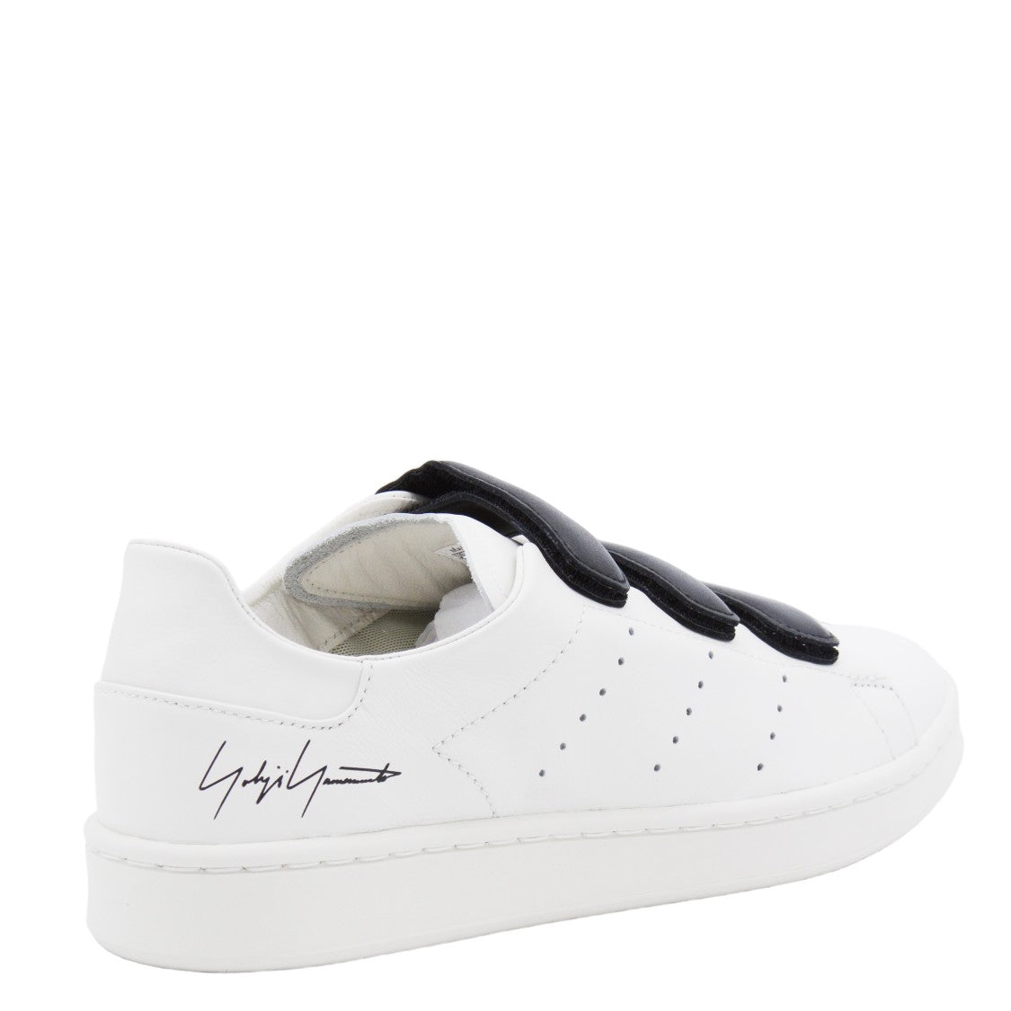 Y-3 White Sneakers With Black Velcro Straps And