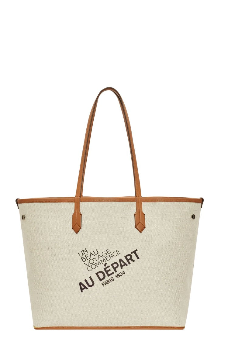 Au Depart Reversible Tote Bag No 47 With Geometric Monogram Pattern
