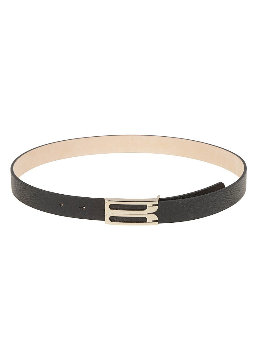 Victoria Beckham Textured Calf Leather Metallic Buckle Belt
