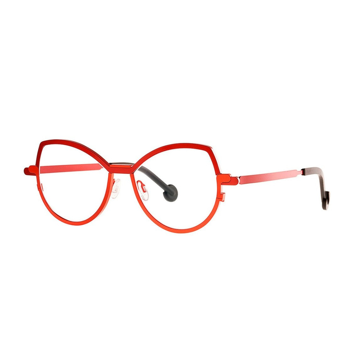 Theo Eyewear Red Strip Titanium Cat Eye Sunglasses