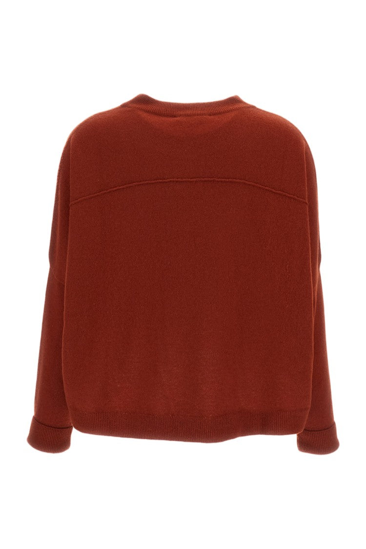Dusan Orange Oversized Asymmetric Pure Cashmere Crewneck Sweater