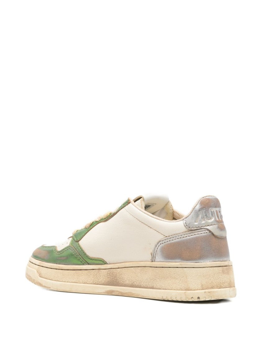 Autry White Perforated Silver Heel Sneakers