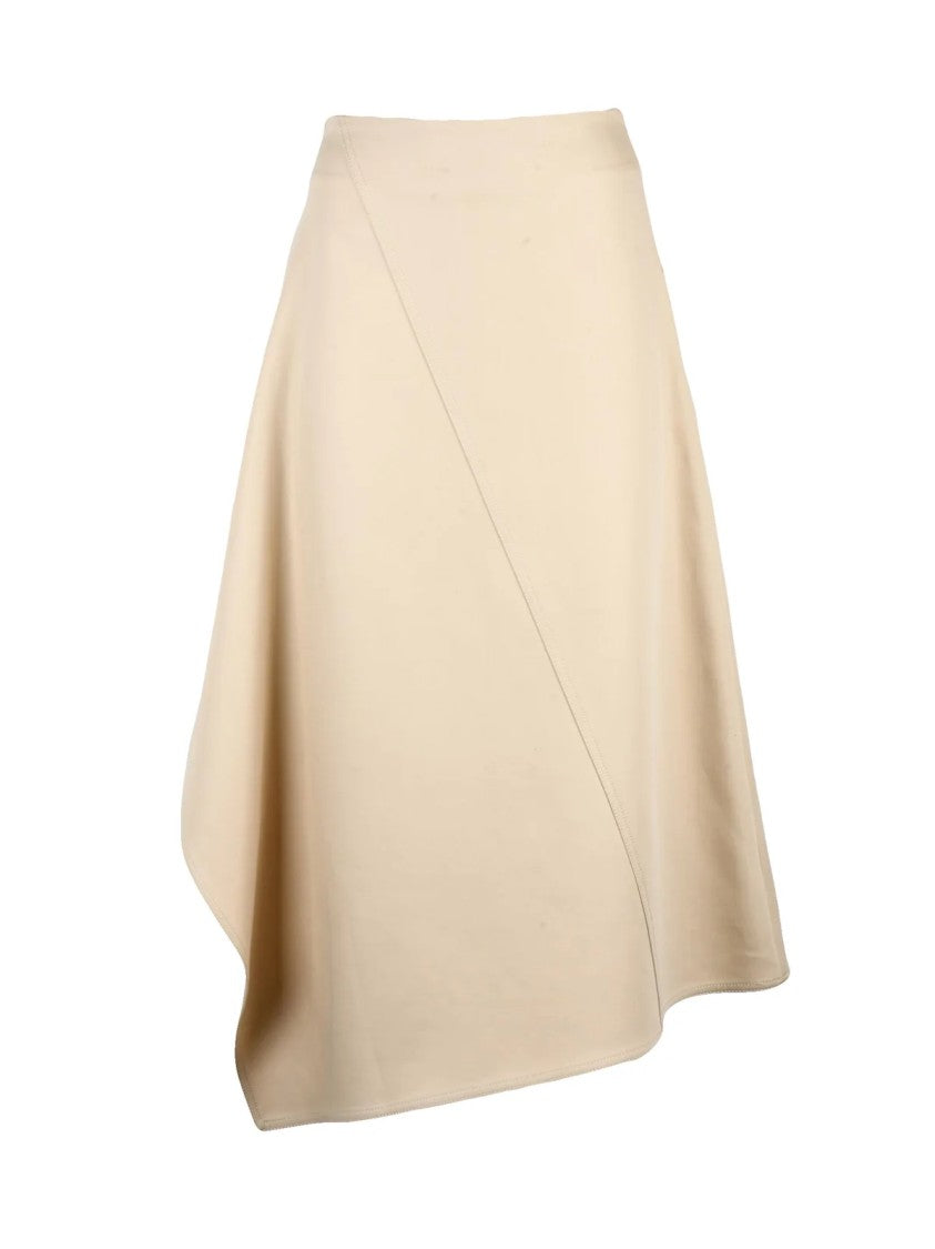Bottega Veneta Asymmetrical Hem Cotton Skirt With Zip Closure