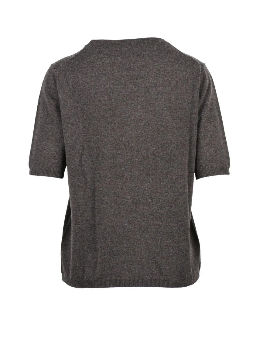 Beatrice.B Brown Relaxed Fit Virgin Wool-Blend Crewneck Sweater