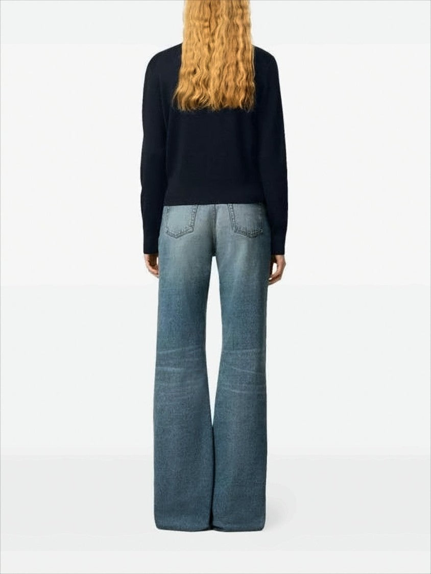 Ami Classic Crew Neck Sweater With Embroidered Heart Detail