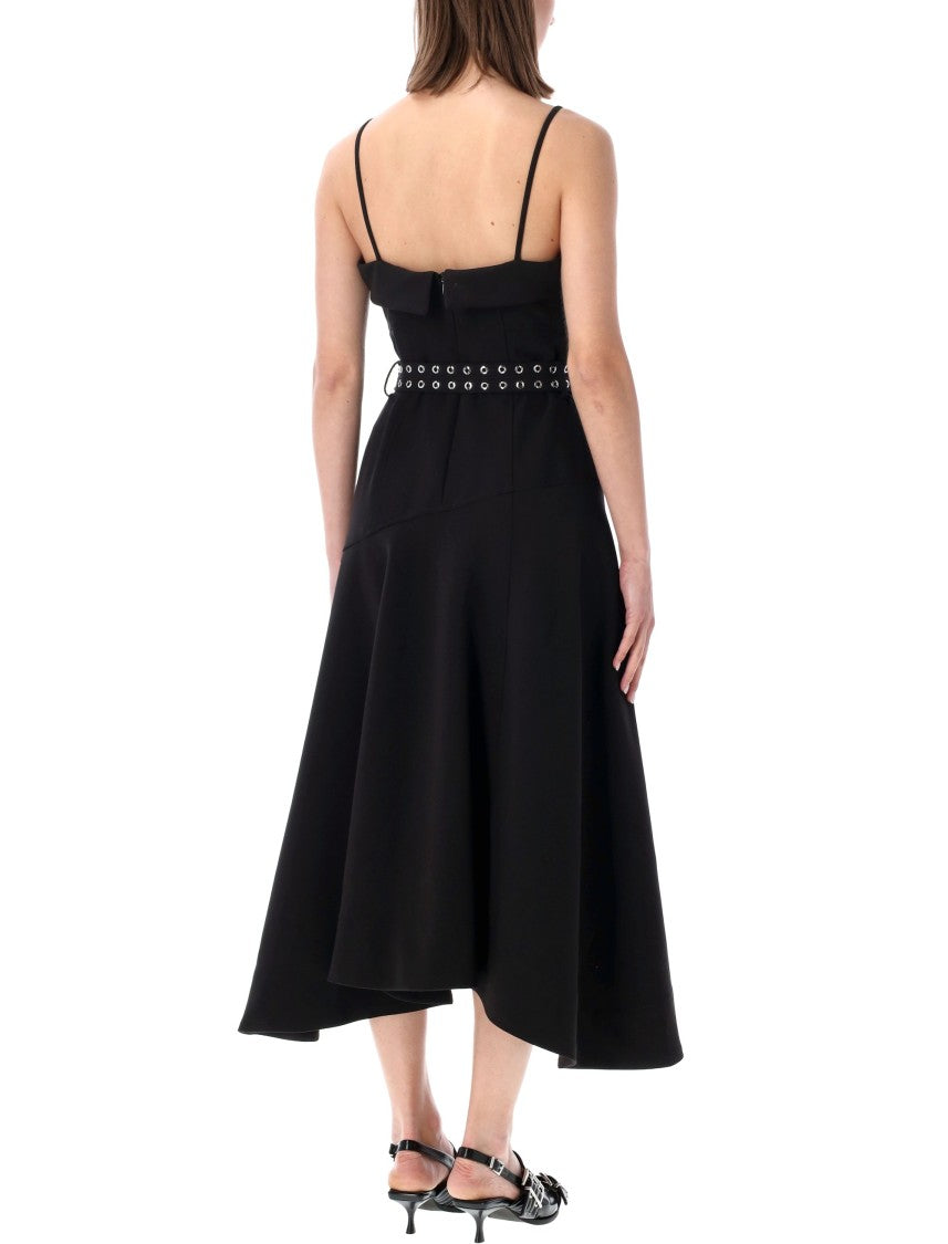 Ganni Asymmetric Midi Fitted Bodice Dress
