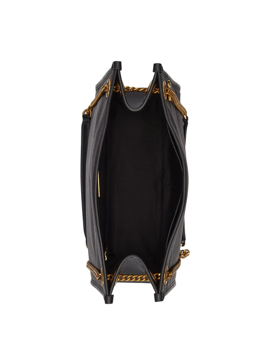 Lauren Ralph Lauren Structured Black Leather Medium Tote