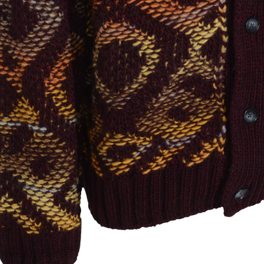 Nn.07 Geometric Patterned Burgundy Cardigan With Button-Up Front
