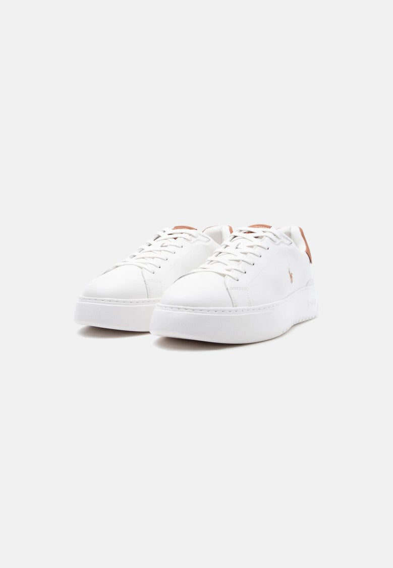 Polo Ralph Lauren White Leather Low-Top Sneakers With Embroidered Logo