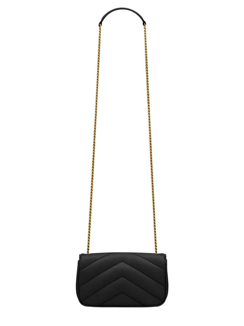 Saint Laurent Chevron Quilted Mini Shoulder Bag In Smooth Lamb Leather