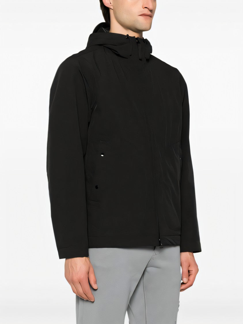 Stone Island Black Padded Jacket With Hood And Zip Closure