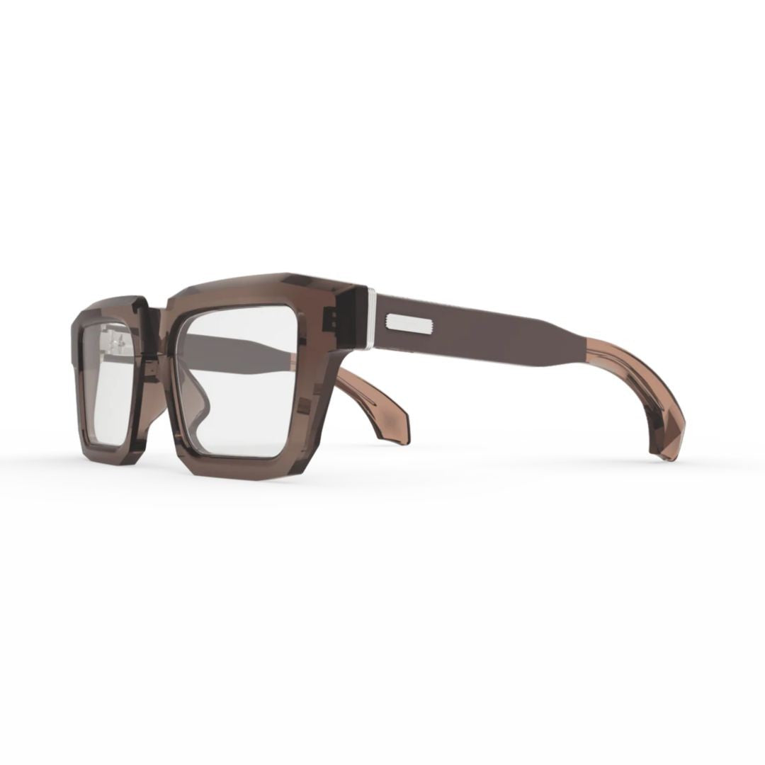 Pugnale L482 V Smooth Geometric Square Frame Eyeglasses With Translucent Acetate Rims
