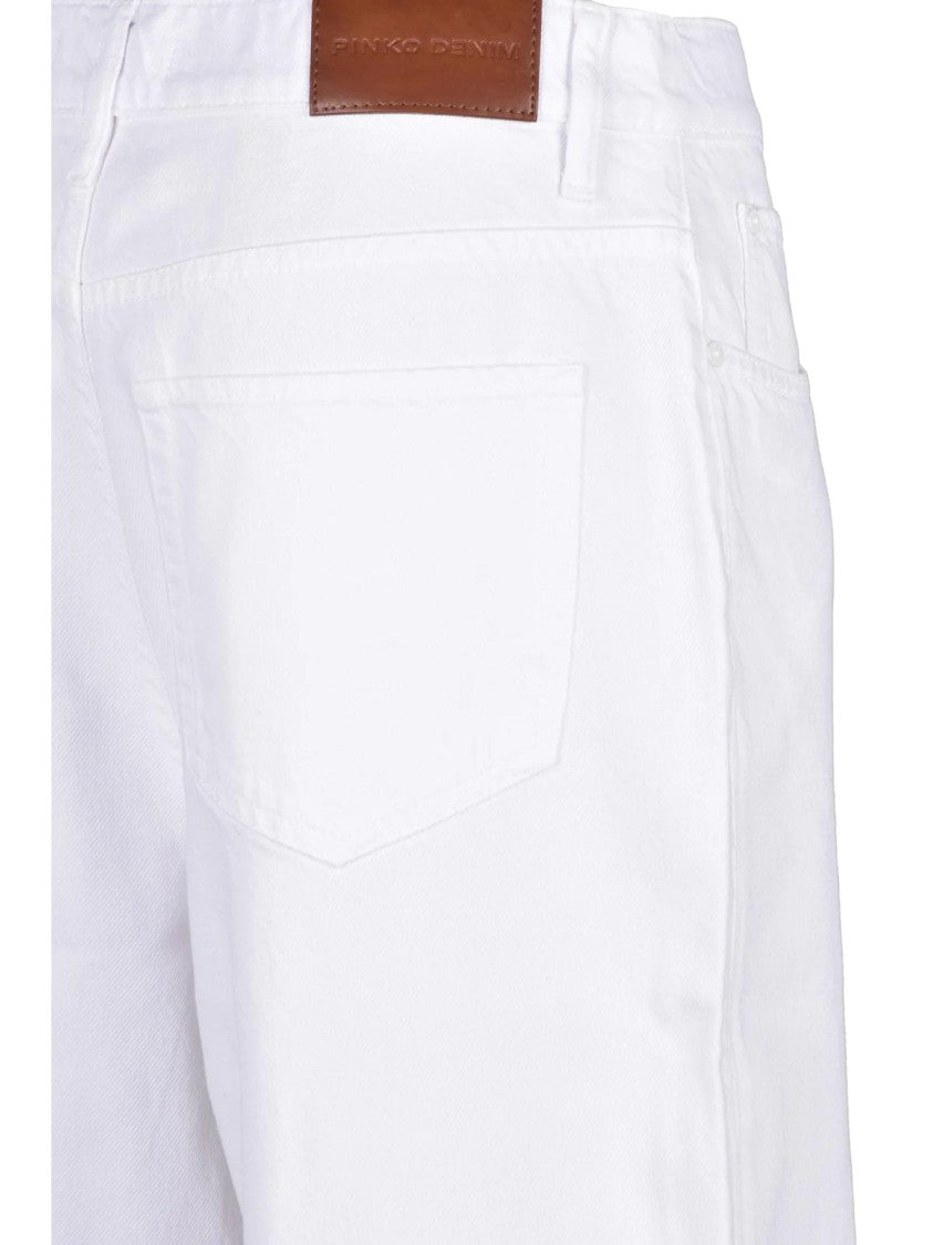 Pinko White Estelle Mid-Rise Stretch Cotton Straight-Leg Jeans
