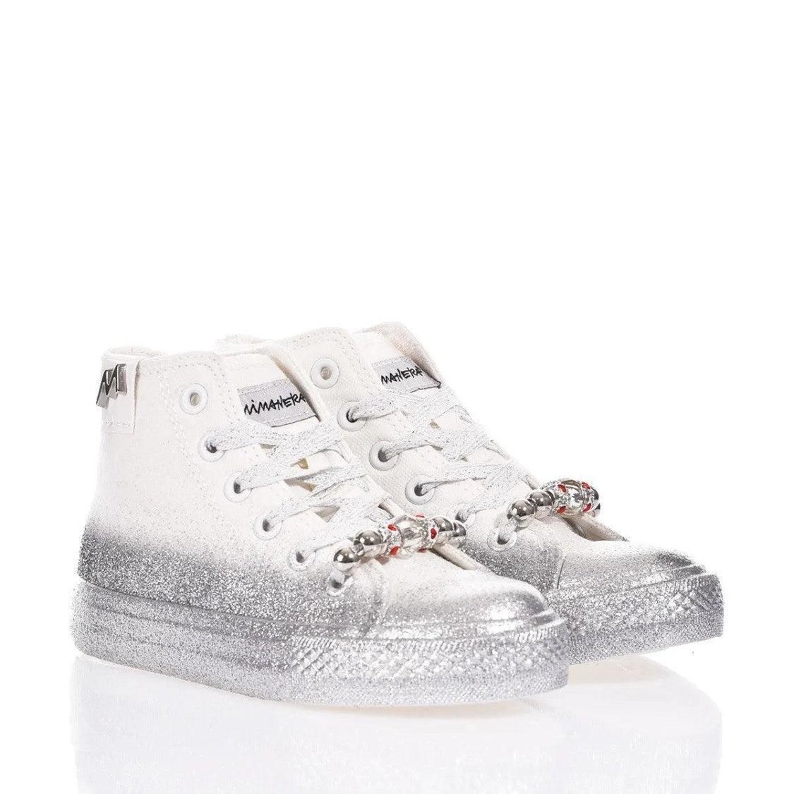 Mimanera High-Top Sneakers With Silver Glitter Gradient