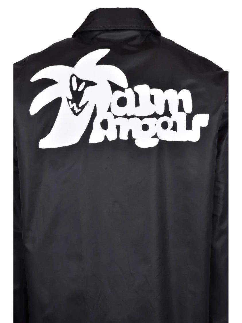 Palm Angels Black Lightweight Snap Closure Nylon Outerwear Jacket