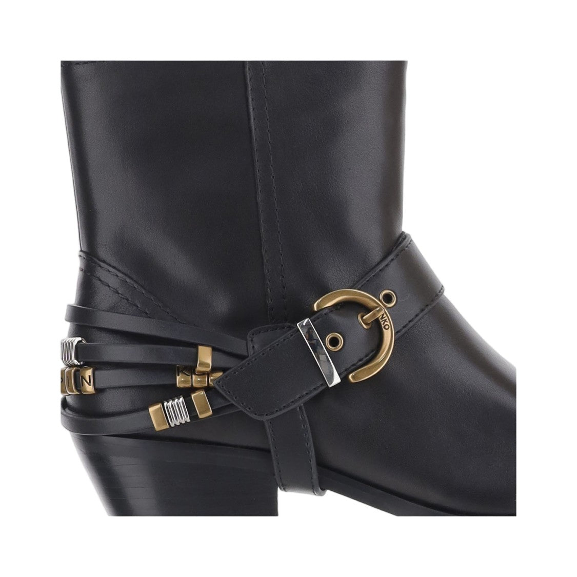 Pinko Black Metallic Buckle Ankle Boots