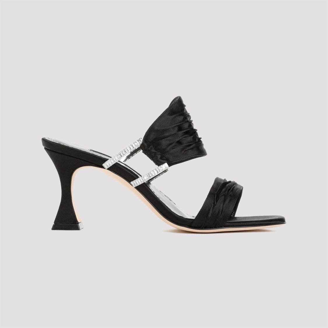 Manolo Blahnik Black Satin Chinap Sandal
