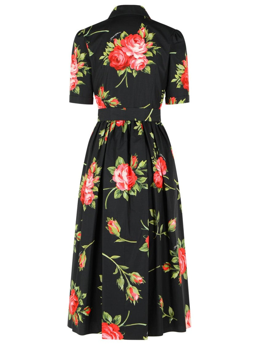 Dolce & Gabbana Bouquet' Black Cotton Dress