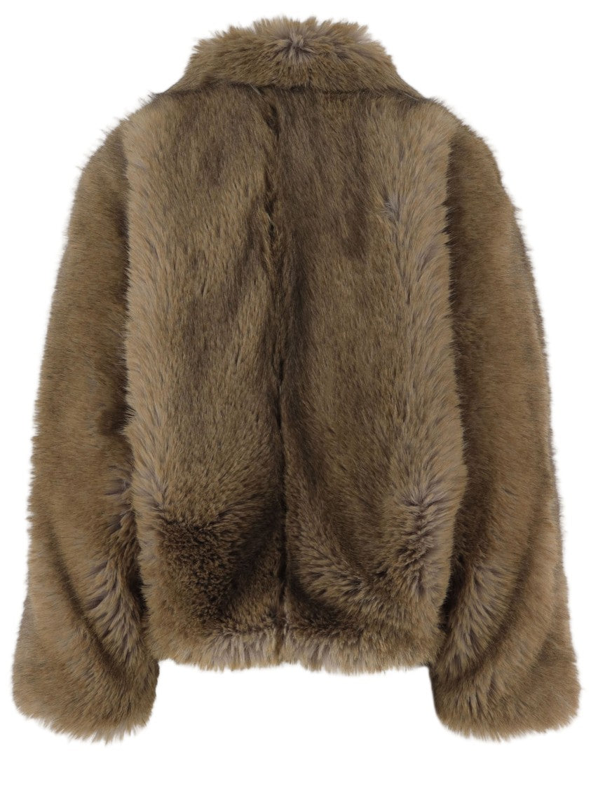 Darkpark Brown High-Collar Faux Fur Jacket