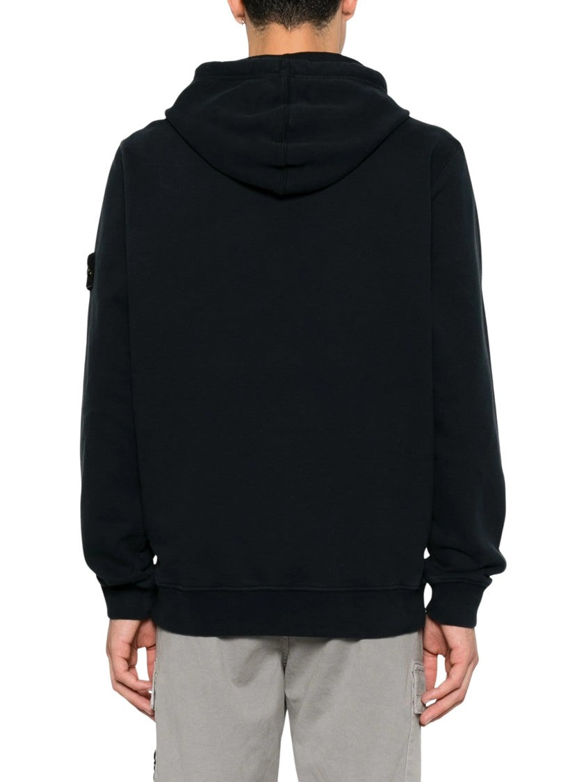 Stone Island Felpa Black Cotton Hoodie
