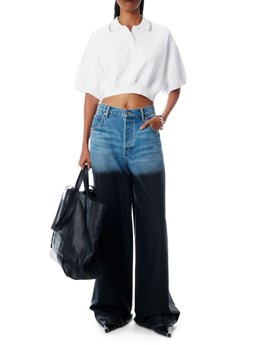 Alexander Wang Relaxed Cropped Cinched Polo Shirt