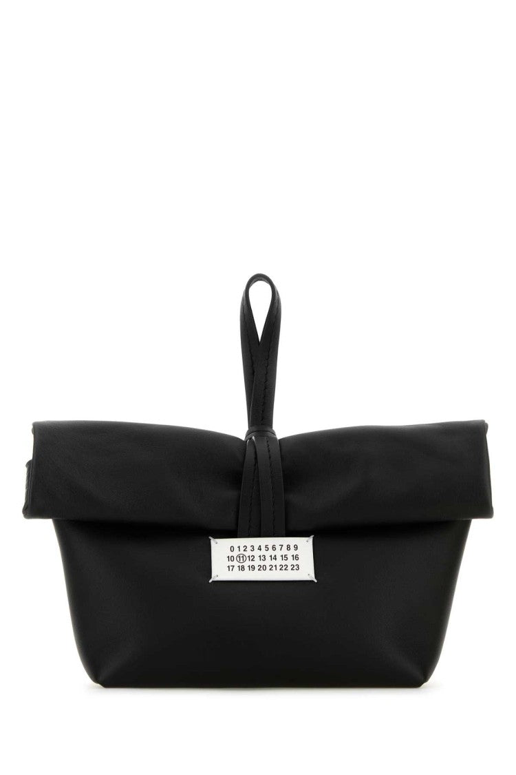 Maison Margiela Black Leather Paper Bag Clutch