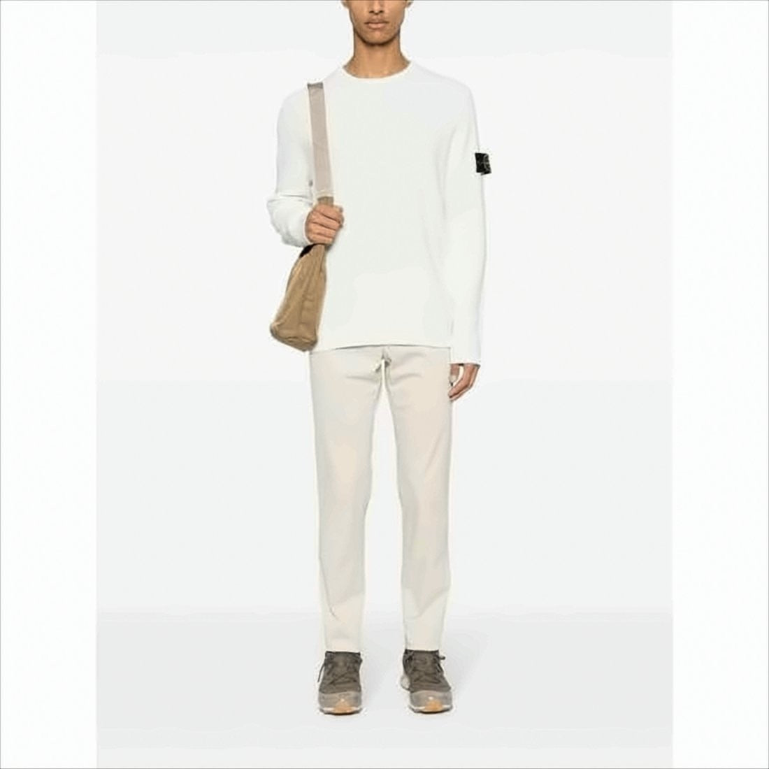 Stone Island Long Sleeve White Cotton Sweater