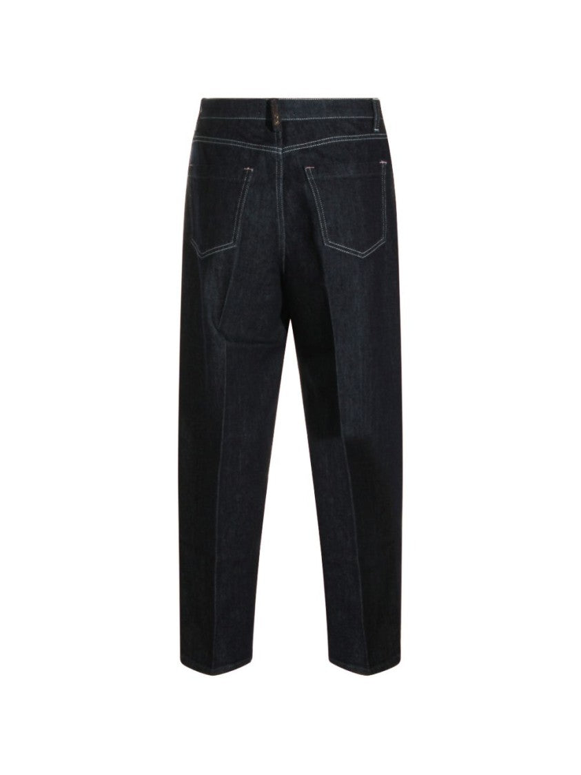 Fabiana Filippi Blue Cropped Dark Denim Five-Pocket Pants