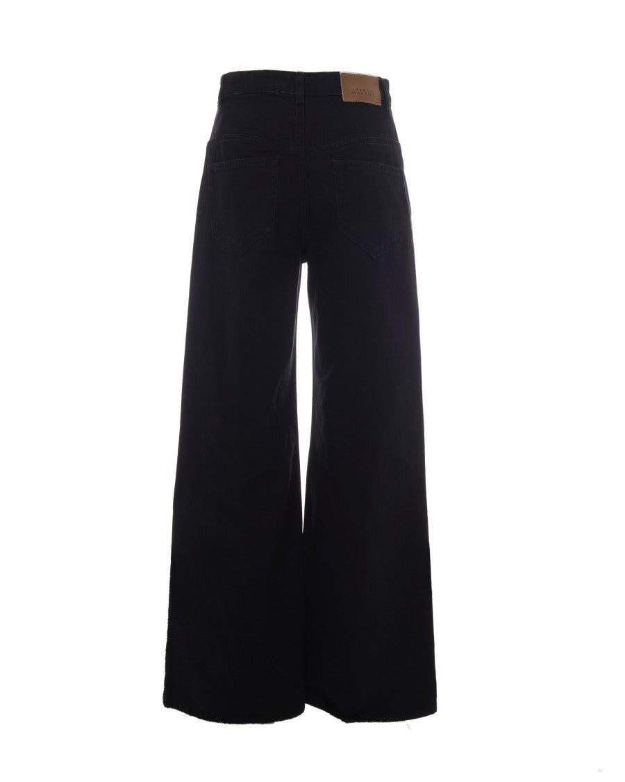 Isabel Marant Wide-Leg Faded Black Jeans With Concealed Closure