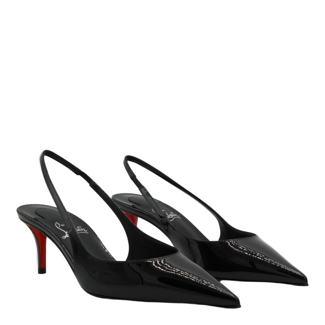 Christian Louboutin Pointed-Toe Slingback Heels With Glossy Patent Finish