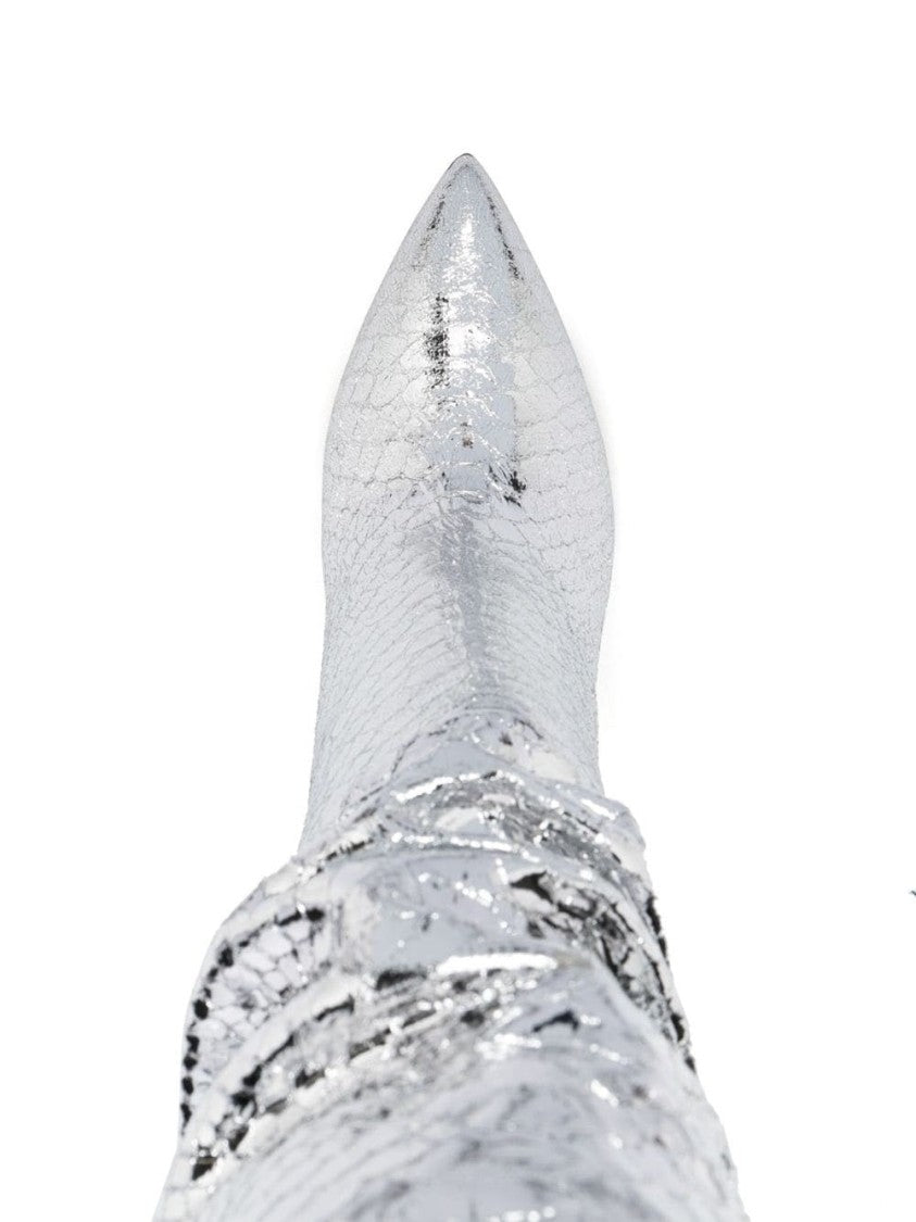 Paris Texas Slouchy Silver Stiletto Ankle Boot With Chic Design