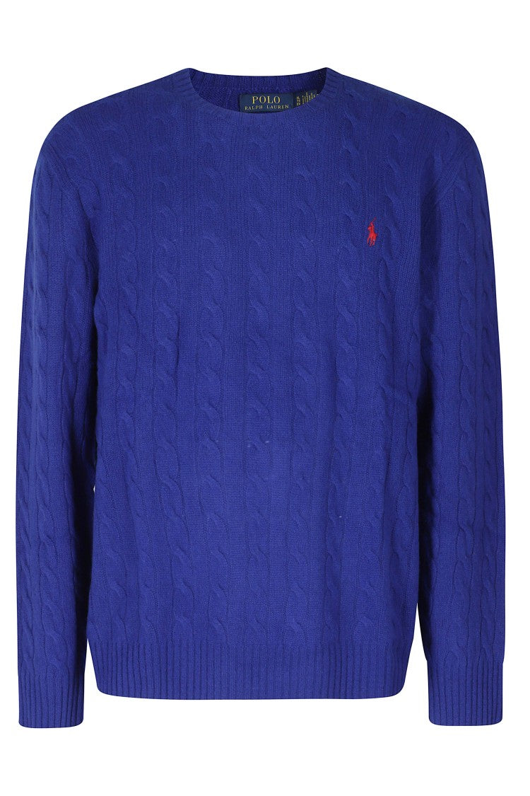 Polo Ralph Lauren Royal Blue Long Sleeve Sweater With Cable Knit Detailing