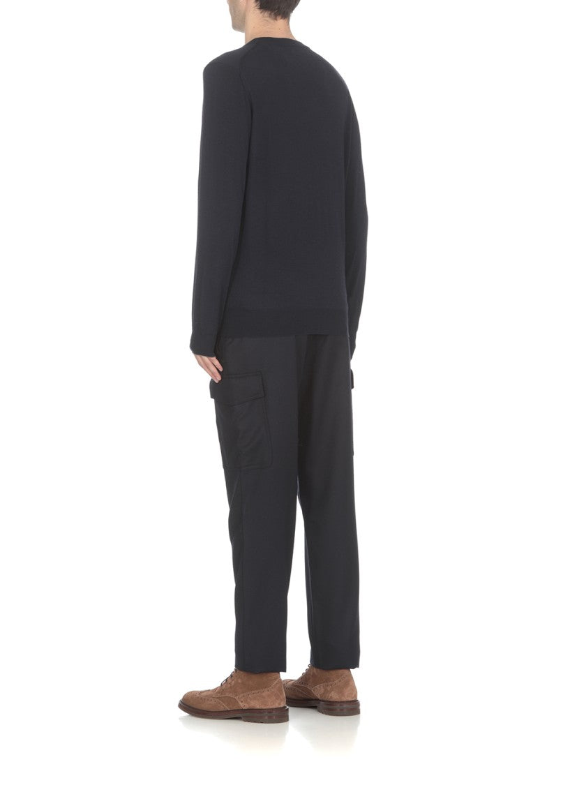 Brunello Cucinelli Navy Blue Virgin Wool/Cashmere Blend Sweater