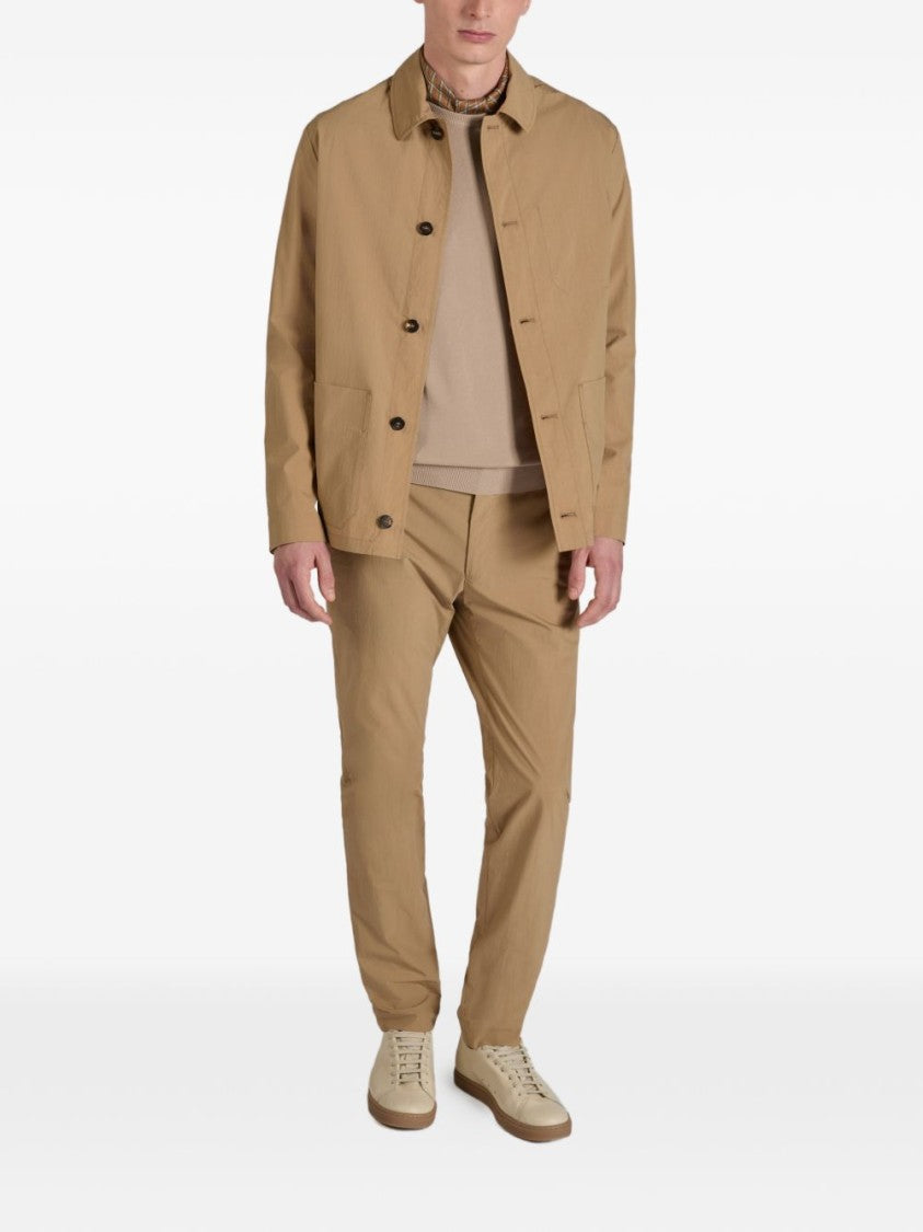 Zanone Ribbed Knit Beige Sweater With Crew Neck And Long Sleeves